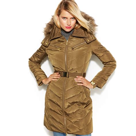 michael kors down coat hood gold zipper double|michael kors puffer jacket.